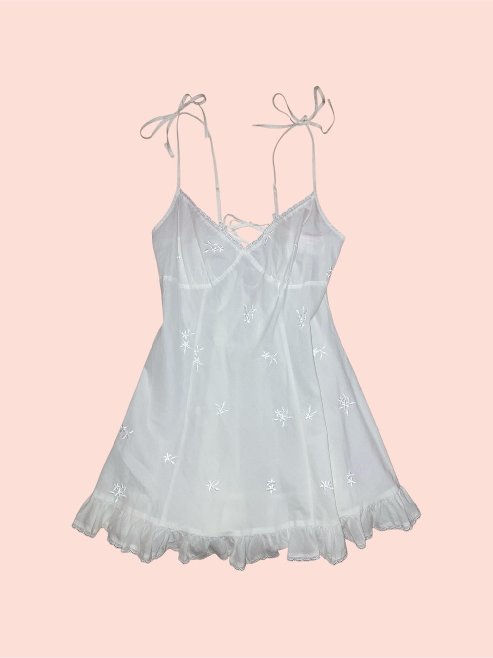 Vintage 2002 White Cotton Prairie Babydoll Slip Dress